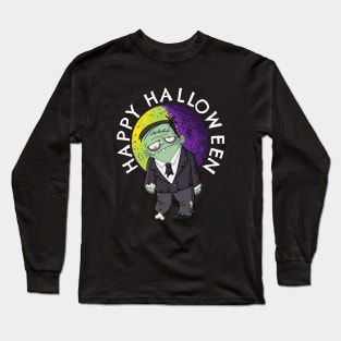 Cool Retro Halloween Zombie in Full Moon Long Sleeve T-Shirt